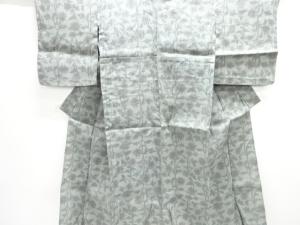 アンティーク　草花模様織出し手織り真綿小千谷紬単衣着物